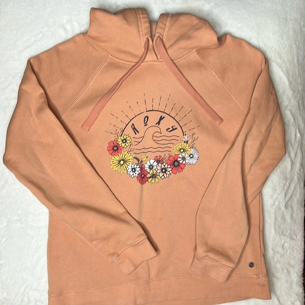 Roxy Pullover Floral Graphic Hoodie Sweatshirt Size L